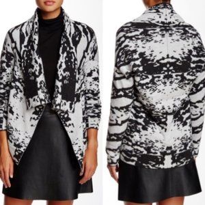 Michael Stars Marble Printed Open Front Cascade Cardigan Wool Modal Cashmere